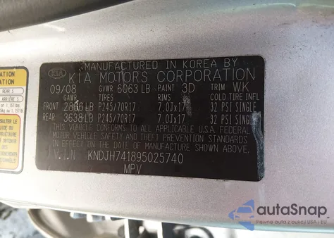 2009 Kia Borrego Lx V6 from USA, damaged, VIN KNDJH741895025740